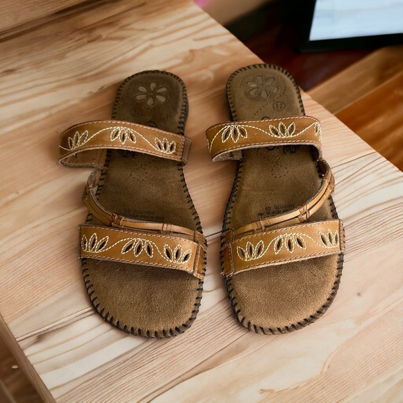 Dr. Scholl's Brown Embroidered Sandals - Picture 2 of 10